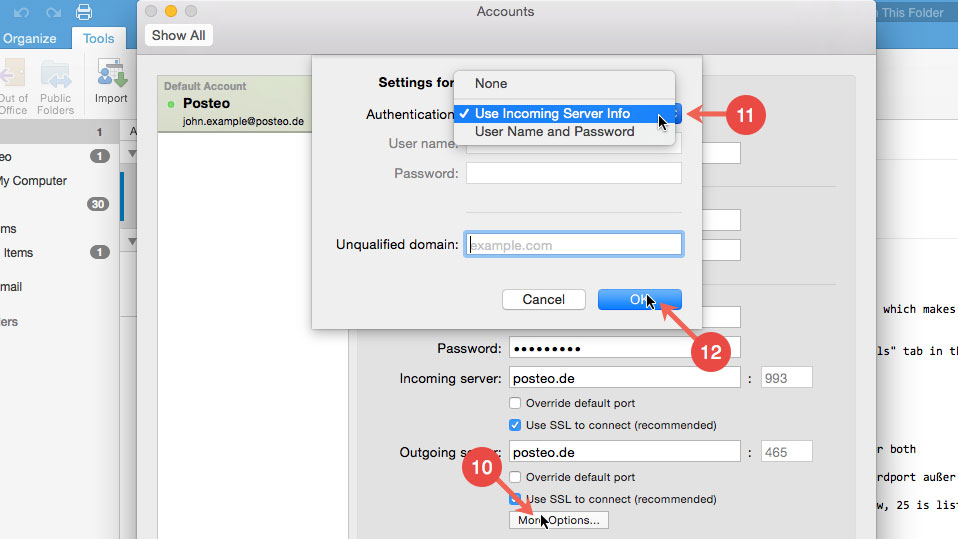 outlook for mac authenticated smtp